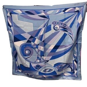 Tanner Blue Abstract Hand-Rolled Scarf